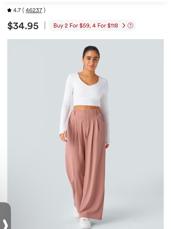 HALARA Pants - HALARA Wide-Leg High-Waist Pants in Dusty Rose